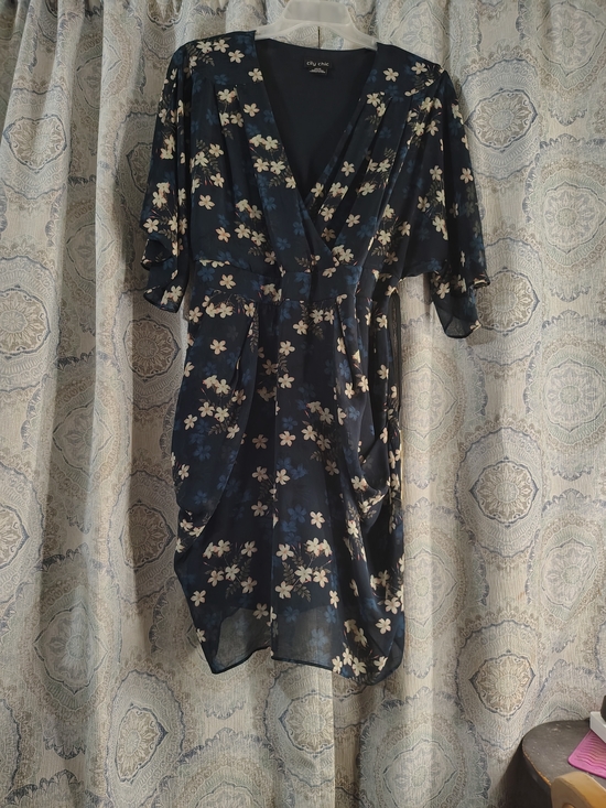 City Chic Dresses & Skirts - City Chic Navy Floral Wrap Mini Dress